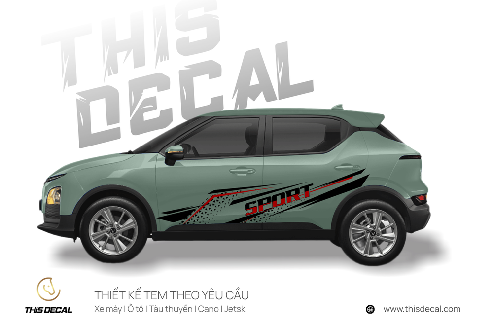 Tem xe VF5 họa tiết chữ Sport cá tính