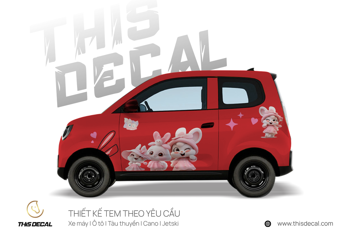 Tem xe VF2 họa tiết thỏ hồng — ảnh 4