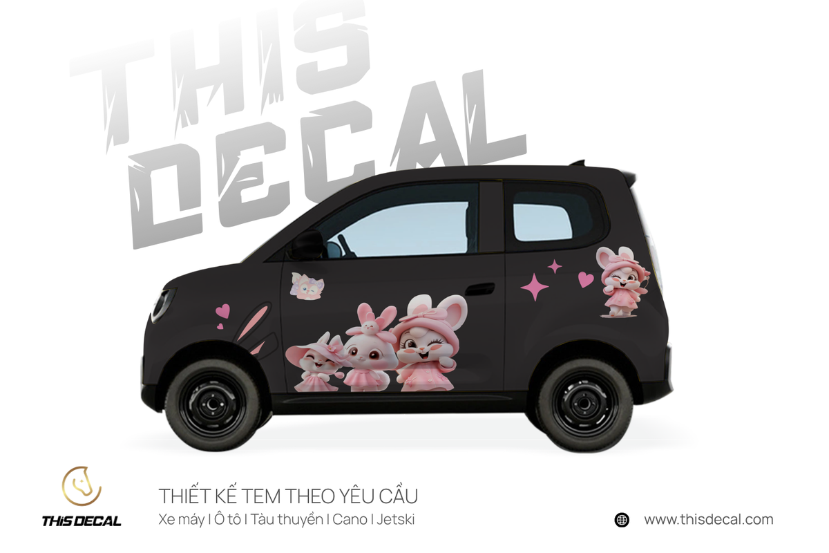 Tem xe VF2 họa tiết thỏ hồng — ảnh 5