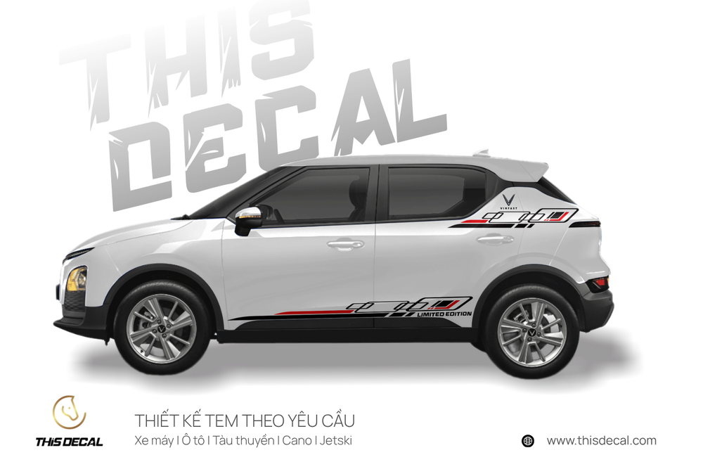 Tem xe VF5 họa tiết chữ Limited Edition đơn giản