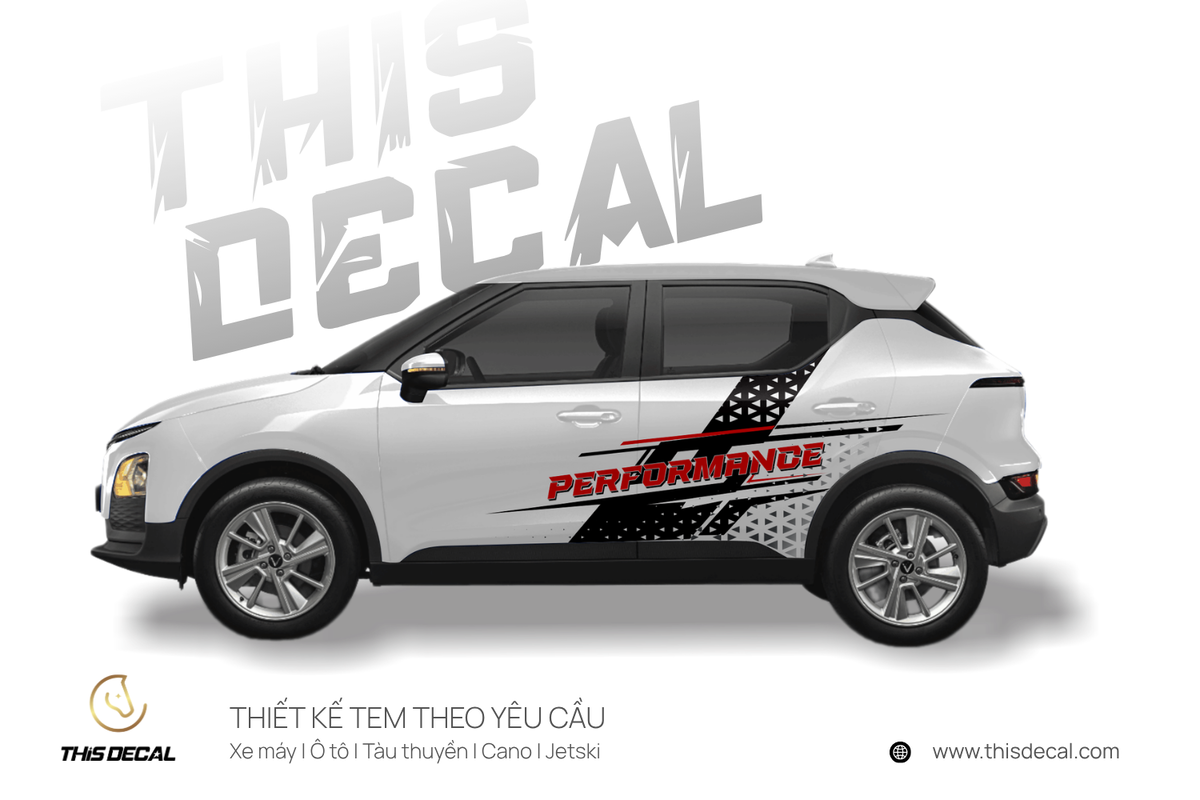 Tem xe VF5 họa tiết chữ Performance cá tính — ảnh 1