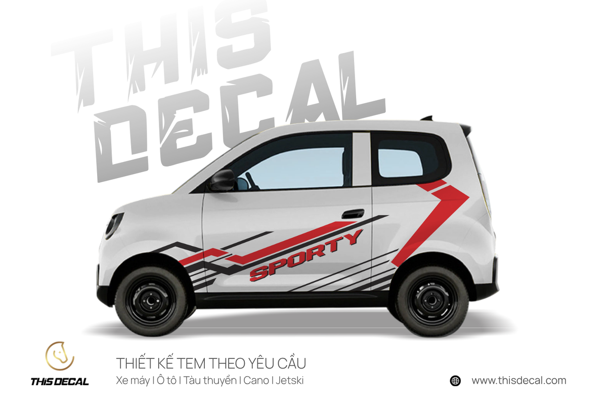 Tem xe VF2 họa tiết chữ Sporty đơn giản — ảnh 2
