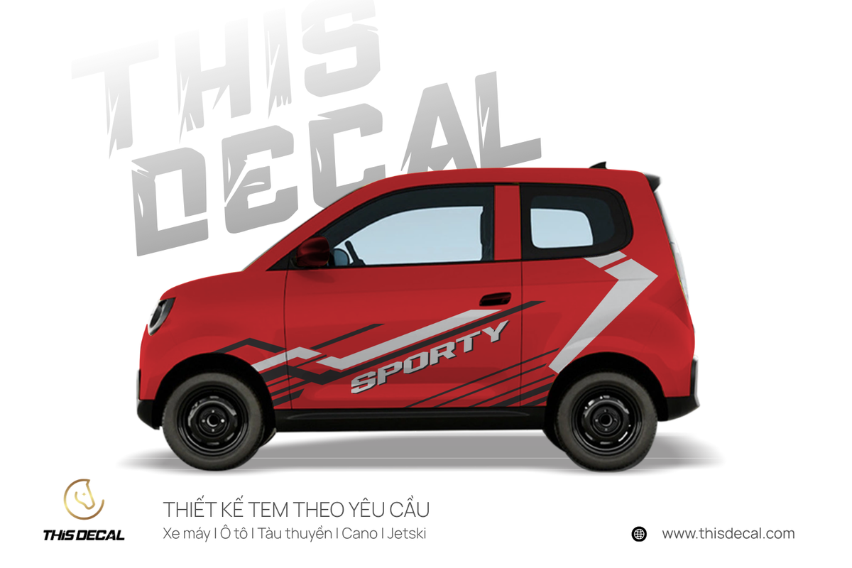 Tem xe VF2 họa tiết chữ Sporty đơn giản — ảnh 4
